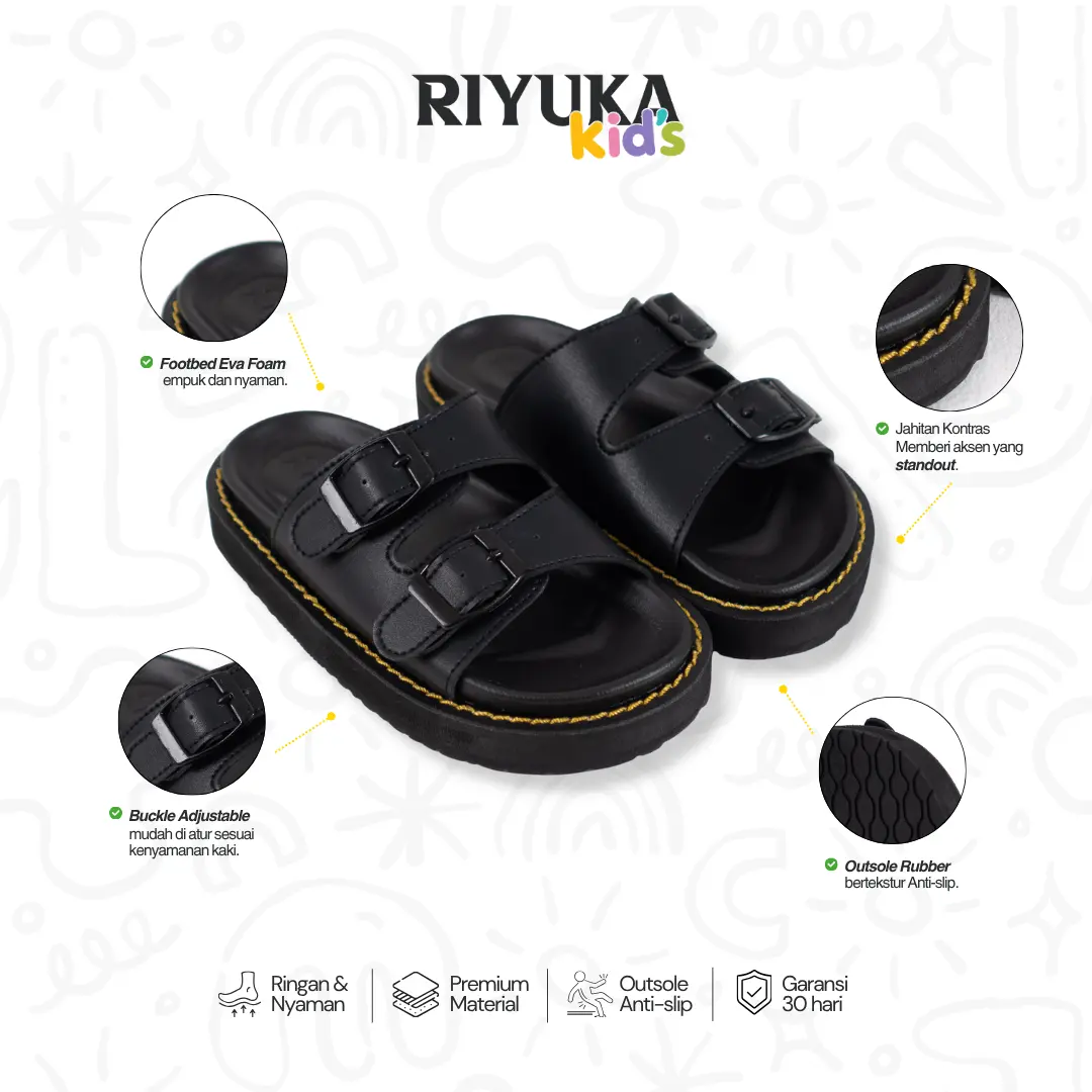 Klapa kid's - Riyuka 26 - 36 Sendal Sandal Anak Unisex Sandal Casual Daily Traveling