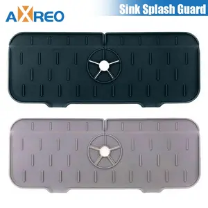 AXREO Kitchen Sink Splash Guard/Silicone Faucet Handle Drip Catcher Tray/Faucet Absorbent Mat/Sink Protectors for Kitchen Sink