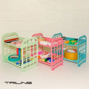 [COD] RAK JARING Plastik 2 Susun Rack Model Kotak Mini Serbaguna Tempat Bumbu Dapur ATK Alat Tulis Kantor Kosmetik Aksesories Multifungsi Murah Penyimpanan