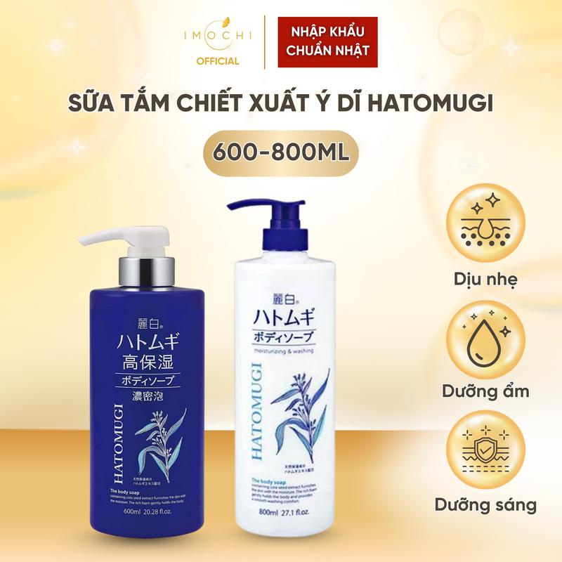 Sữa Tắm Chiết Xuất Ý Dĩ Hatomugi Moisturizing Washing Nhật Bản Hỗ Trợ Sáng Da 600-800ml