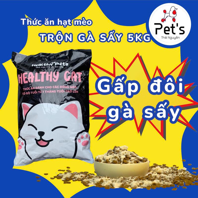 Siêu Nhiều Gà Sấy Healthy Cat Mix Ruốc 5kg - Thức ăn hạt khô cho mèo trộn gà sấy 5kg cung cấp dinh dưỡng hoàn chỉnh cho sức khỏe thú cưng