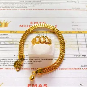 Bisa COD Gelang Cincin Desain Mewah Berkilau Tampil Elegan Setiap Hari Berlapis Emas Muda Free Surat Perhiasan