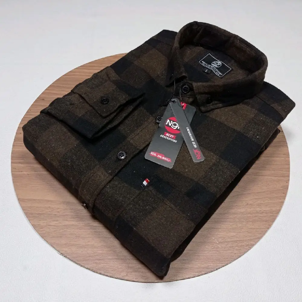 Kemeja Flanel Unisex Distro Katun Panjang Casual - Pria, Kotak, Linen, Surfing, Baju, Wanita Muda Keren Santai Kain Nyaman Lembut