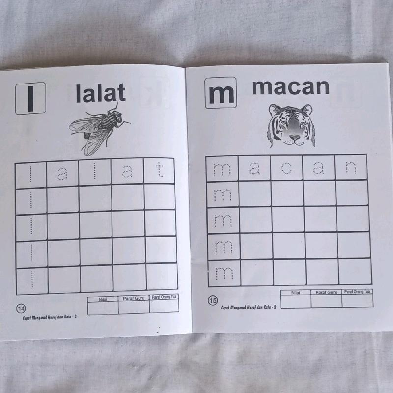 Paket (2) Buku huruf & kata Jilid 1 & 2 untuk taman kanak-kanak 2