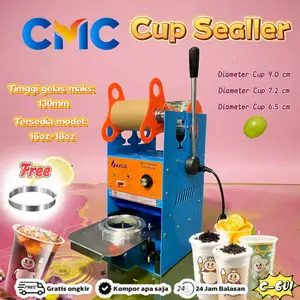 CMC[COD]Reaim Mesin Cup Sealer Mesin 8-26 Oz Press Gelas Plastik bisa Sealing Machine Alat penutup minuman/C601 Mesin Segel Gelas Alat Pres Gelas Mesin