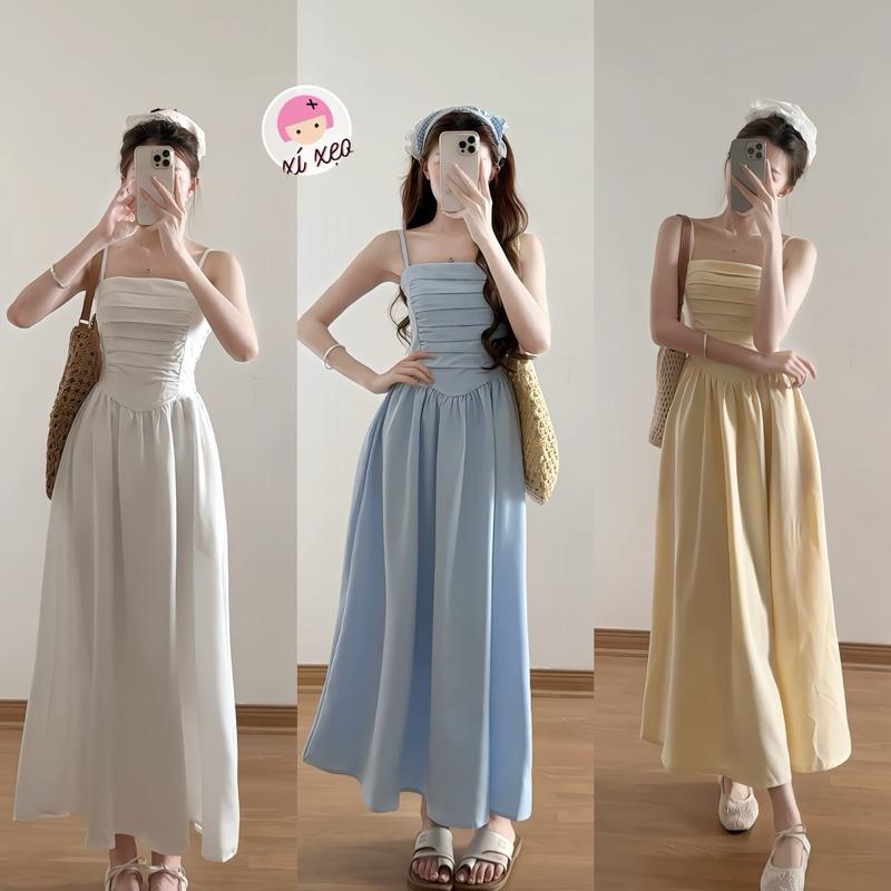 Váy 2 dây dáng dài, đầm maxi phong cách tiểu thư xixeoshop - V480