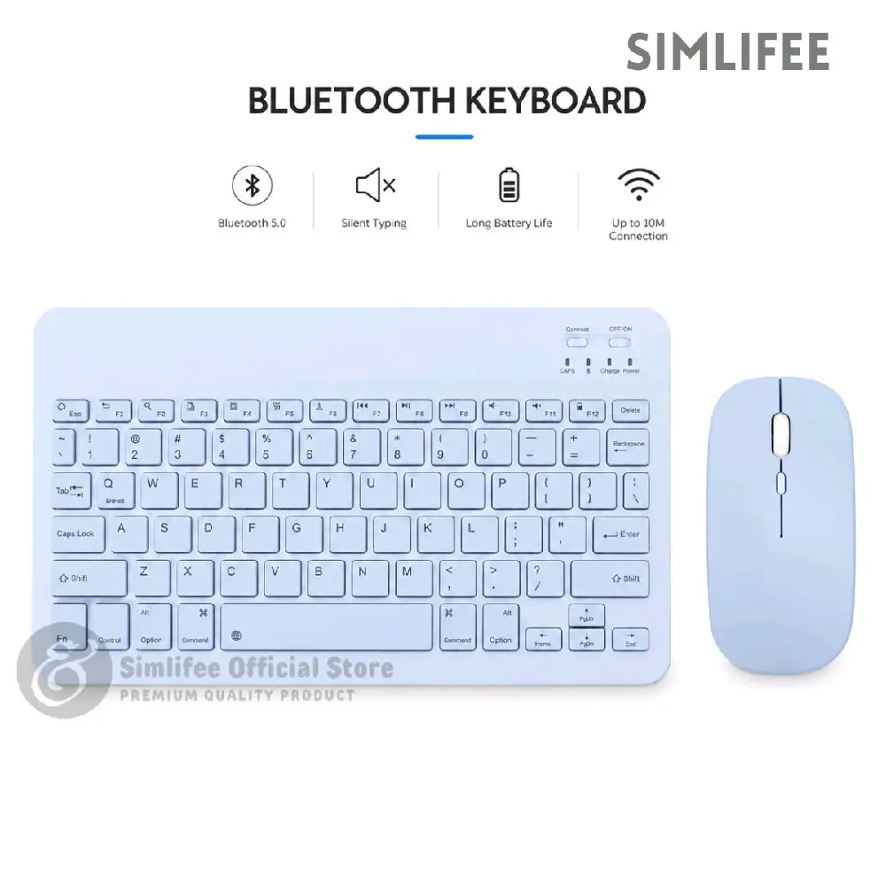 Keyboard Mouse Bluetooth Silent Wireless Slim Lightweight Portable Android IOS Windows Tablet