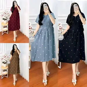 Daster Chibi Luna Luna Bintang Busui Frendly Resleting Kekinia Wanita - Daster Rayon Premium Nyaman Menyusui