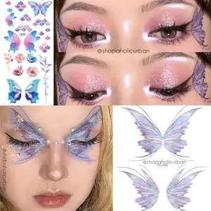 Tato Kupu Kupu Temporarer Tato Sticker Wajah Kupu Kupu Glittery Tattoo Aksesoris Konser Stiker Festival Stiker Wajah Kupu Kupu Stiker Tato Make Up Wajah Kupu Kupu Tato Temporer Tattoo Sticker Temporary Butterfly Tattoo