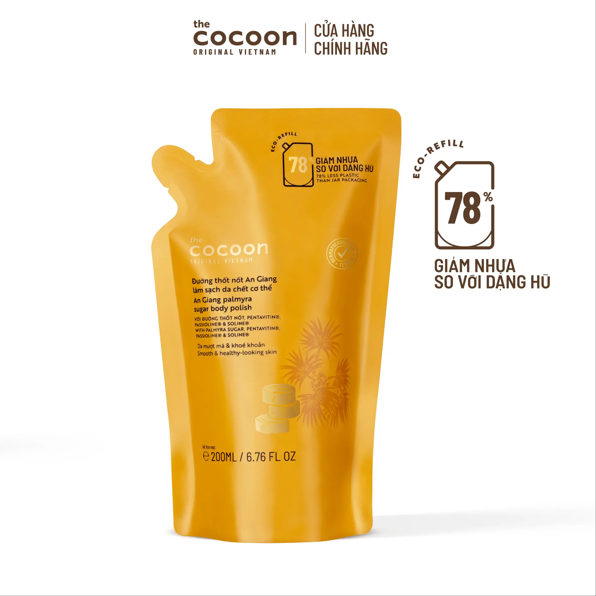 Ảnh đại diện Túi refill 200ml - Tẩy da chết cơ thể đường thốt nốt An Giang Cocoon 200ml