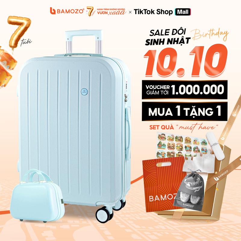 [MUA 1 TẶNG 1] Vali Du Lịch Bamozo 8812 Thường + Cốp Mỹ Phẩm Size 20/24 Nhựa ABS PC Bền Đẹp Khóa Bảo Mật Bảo Hành 5 Năm - Lỗi 1 Đổi 1 Trong 30 Ngày _8812