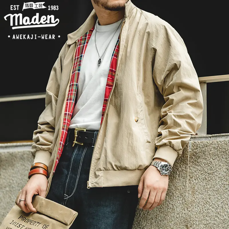 Maden-Áo Khoác Harrington Cổ Đứng Retro Cho Nam, Áo Khoác Ngắn Cổ Điển Chống Cối Xay Gió, Phong Cách Dụng Cụ Thương Hiệu, Jason Statham, Cùng Phong Cách, Thanh Niên, Trưởng Thành, Mỹ, G9