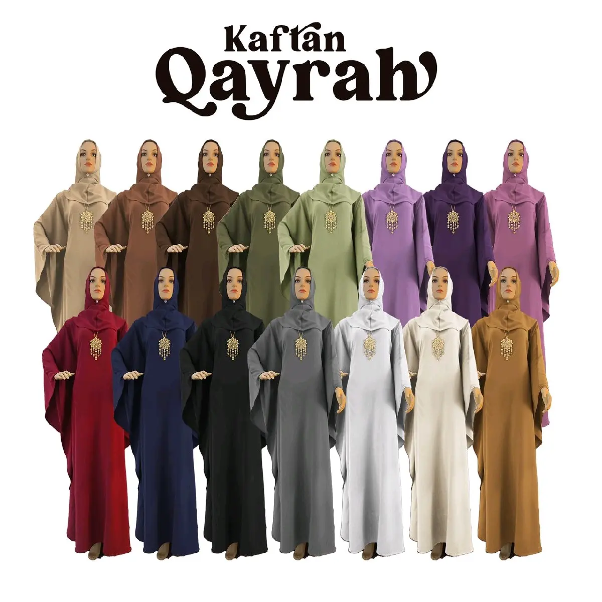 Kaftan Qayraa cey crepe with inner string