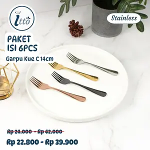 Paket Isi 6pcs Garpu Kue C 14cm Stainless Steel