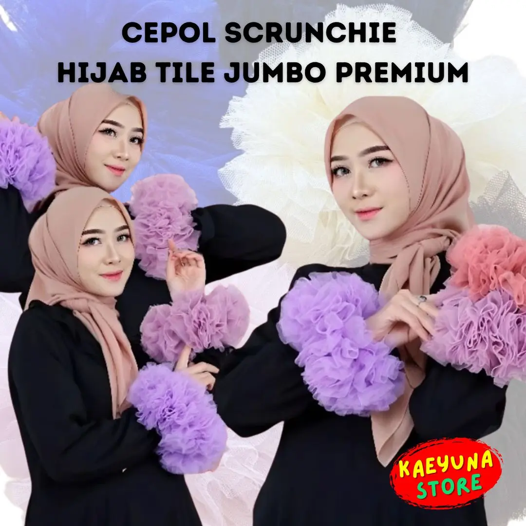 Ikat Cepol Hijab Scrunchie Tile Jumbo Aneka Warna Anti Lepek