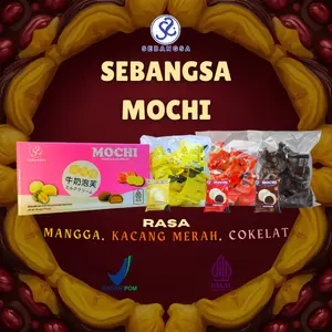 SEBANGSA MOCHI RASA COKELAT, MANGGA, DAN KACANG MERAH CAMILAN RINGAN MANIS DAN KENYAL HALAL BPOM