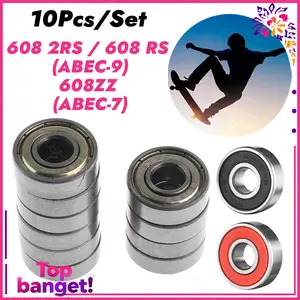10 Pcs Bearing 608 ZZ / 608 2RS / 608 RS Asli Resmi 8x22x7mm ABEC 7/9 Cocok Untuk Skateboard Bahan Baja Karbon Tinggi & Plastik Rekayasa TN