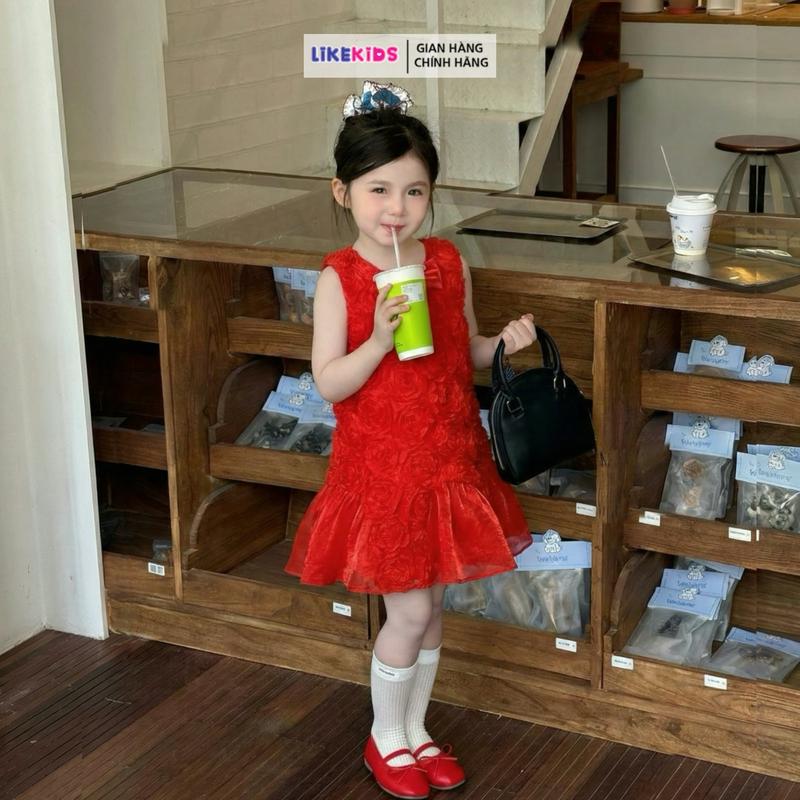  Đầm váy cho bé gái hoạ tiết HOA HỒNG XOẮN LikeKids T47 
