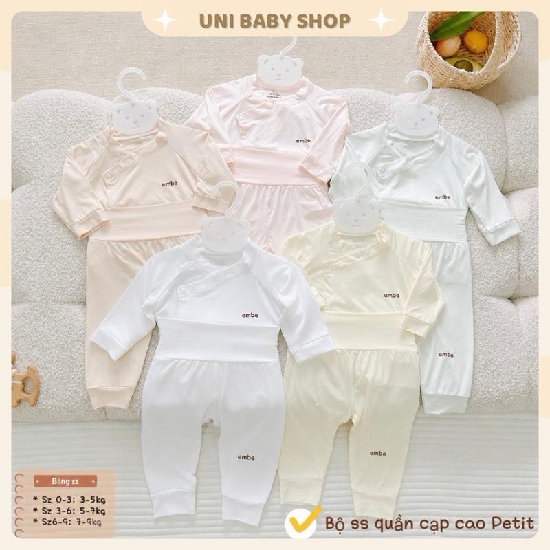 Bộ Dài Tay Sơ Sinh Cạp Cao Petit Sợi Tre chữ embe, Cúc Bấm chất liệu mềm mịn,…