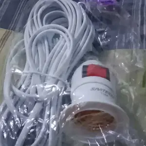Fitting Lampu Gantung E27 Putih 5 Meter dengan Switch ON/OFF & Kabel 3M/5M untuk Rumah dan Fitting Merah Saklar