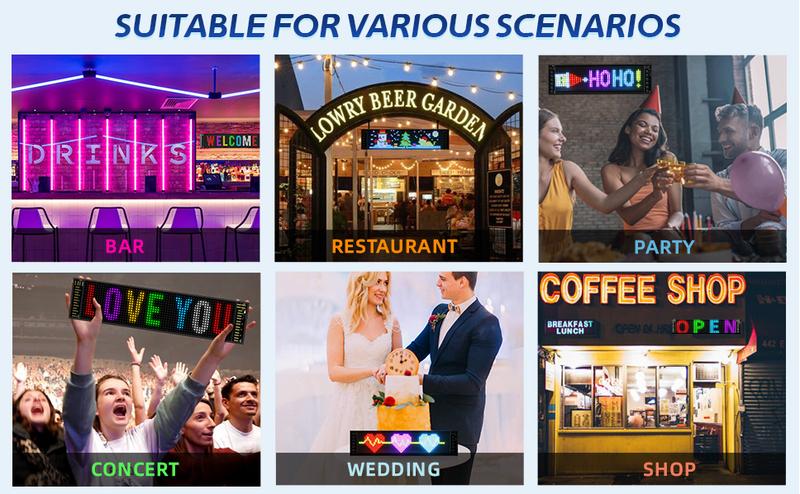 Product Introduction of LED Sign for Car Super Bright Programmable LED Sign USB 5V Flexible LED Matrix Panel For Store Hotel Bar Bluetooth LED Display 22