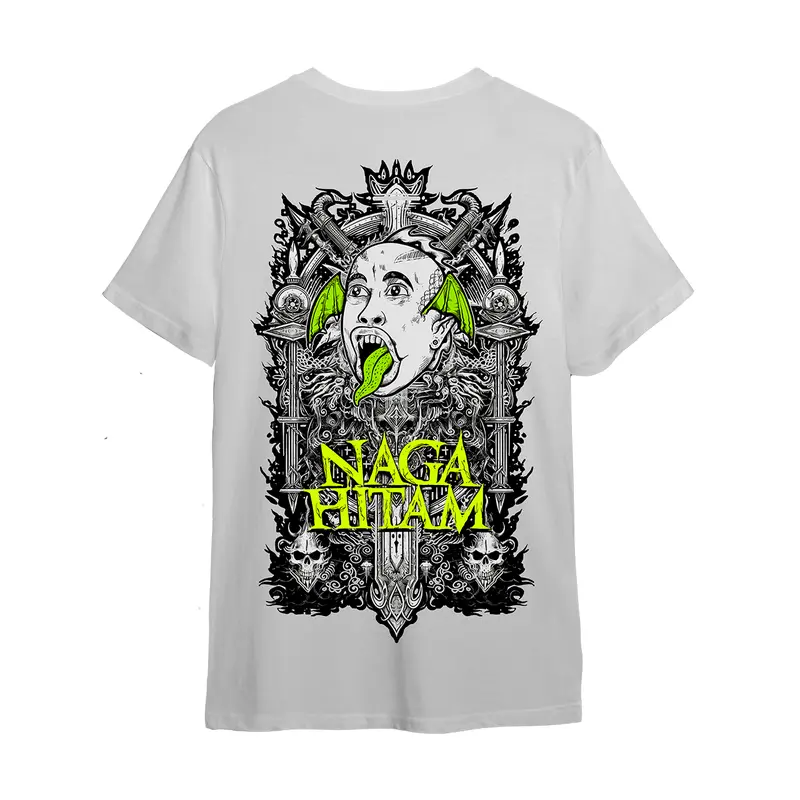 Kaos Premium T-Shirt Series 608 by QYNECK601 - Black/White, Cotton Combed 20s/24s - Baju 5