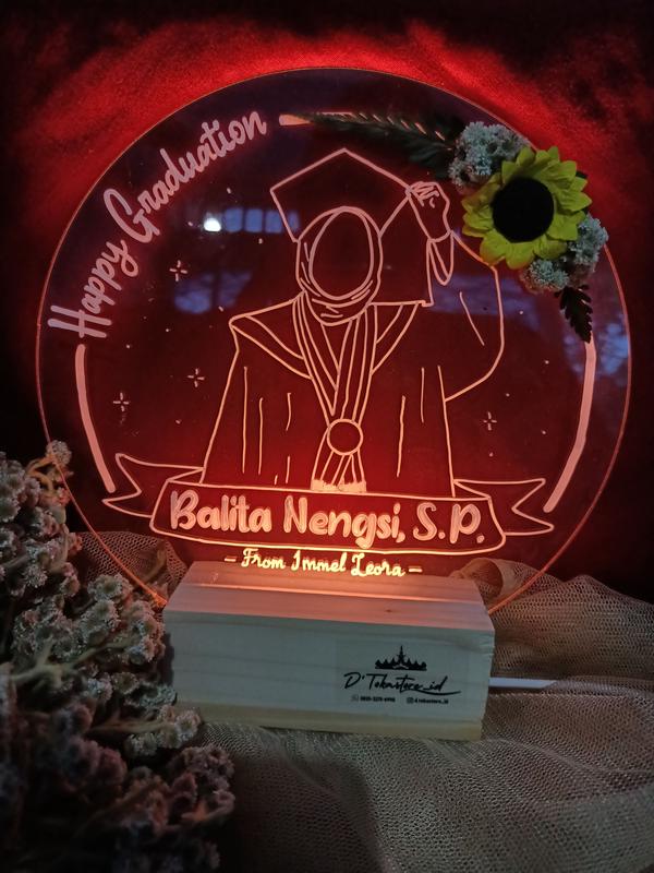 Akrilik custom lettering bulat, untuk gift kado anniversary hari jadi, wisuda graduation, birthday ulang tahun, wedding pernikahan, dll Gift - TOKA 2