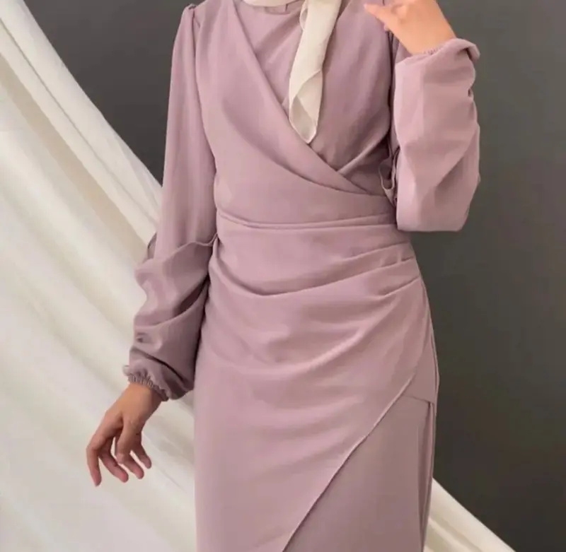 Dress Free Set Hijab Gamis Wanita Malaysia Press Body Simple Elegan Remaja Dewasa Jumbo Busui Frendly 4