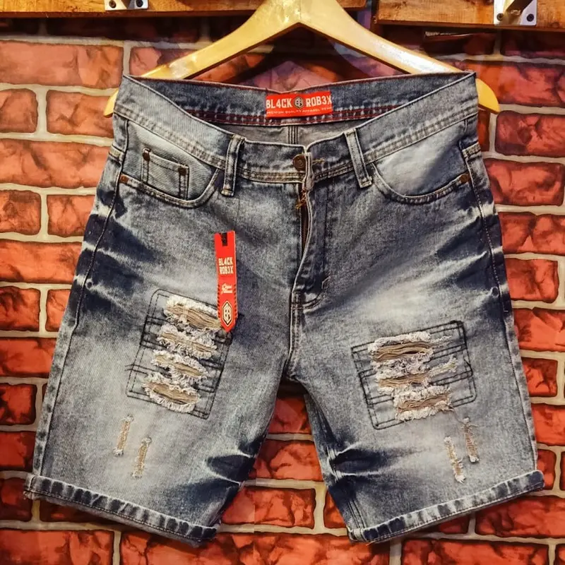 BAYAR Di TEMPAT (COD) Jeans Pria / Jeans Pendek Model Sobek Pria / Celana Jeans Pendek / Celana Sobek Pendek Pria / Jeans Distro Denim 3