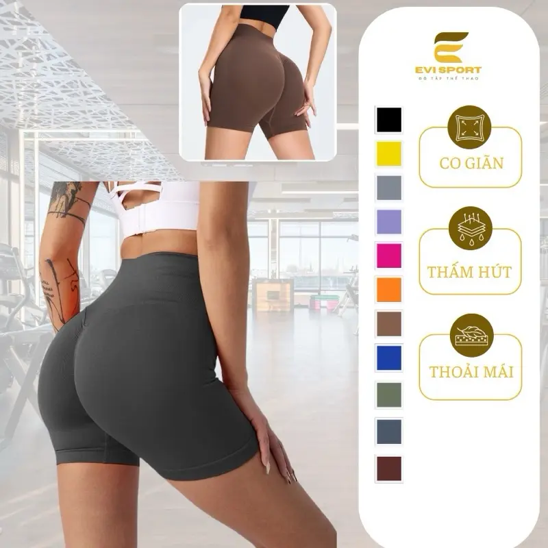 Quần short đùi tập gym yoga chạy bộ mita V2 chun mong dệt kim Sport Yoga
