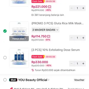 [BUNDLING 3 PCS] Jejuby Gluta Rice Milk Mask - 2in1 Rinse Off & Sleeping Body Mask | Masker Badan