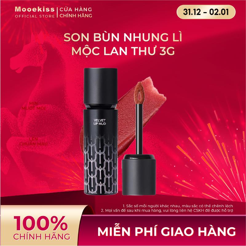 MUA 1 TẶNG 1 Son Bùn Lì Mooekiss Phiên Bản Cao Cấp Mịn Mộc Lan Thư Mooekiss Chuẩn Hiệu Ứng Nhung Sương Đa Năng 3 Trong 1 Kết Hợp Tô Mí – Đánh Má – Tạo Nét Môi 3g