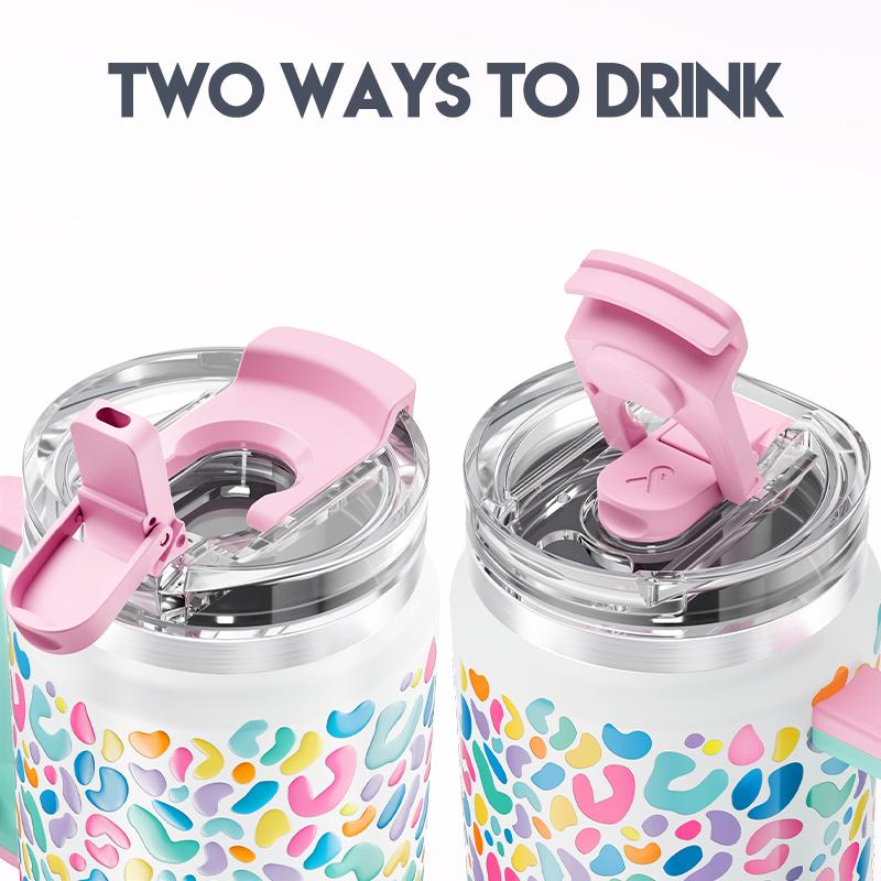 Meoky 32 oz（940mL) Tumbler with Handle, Insulated Tumbler with Lid and Straw, Stainless Steel Travel Mug, Keeps Cold for 24 Hours, 100% Leak Proof, Fits in Car Cup Holder 6