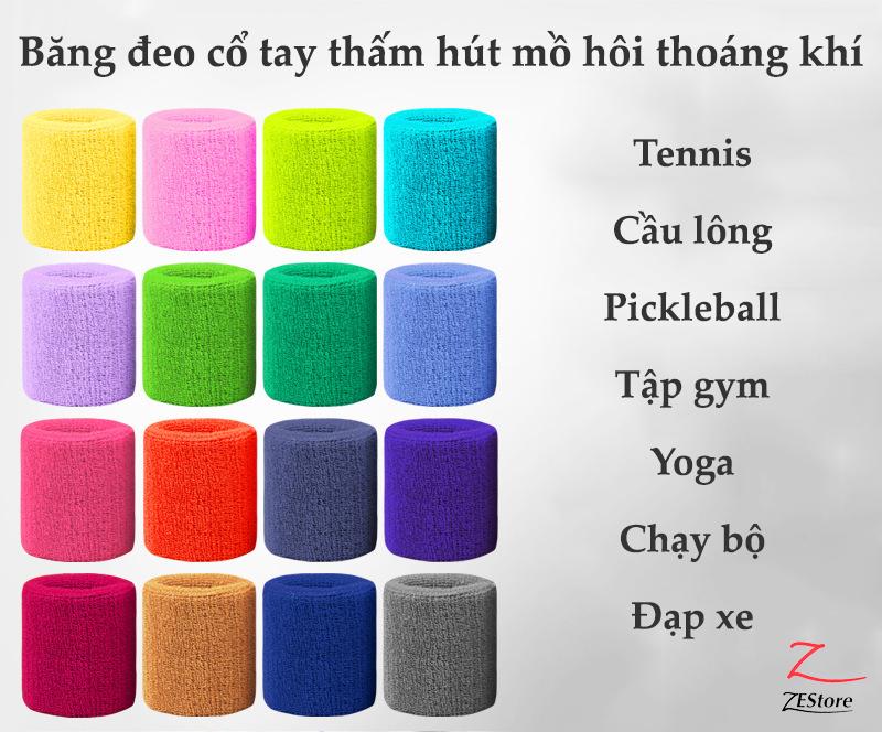 Băng đeo cổ tay thể thao thấm hút mồ hôi thoáng khí nhiều màu