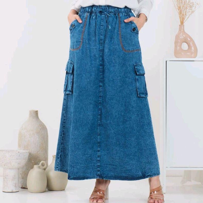 Rok Jeans Cargo - Rok Panjang Cargo - Rok Panjang Wanita - Rok Caro - Rok Mayung - Rok Maxi 2