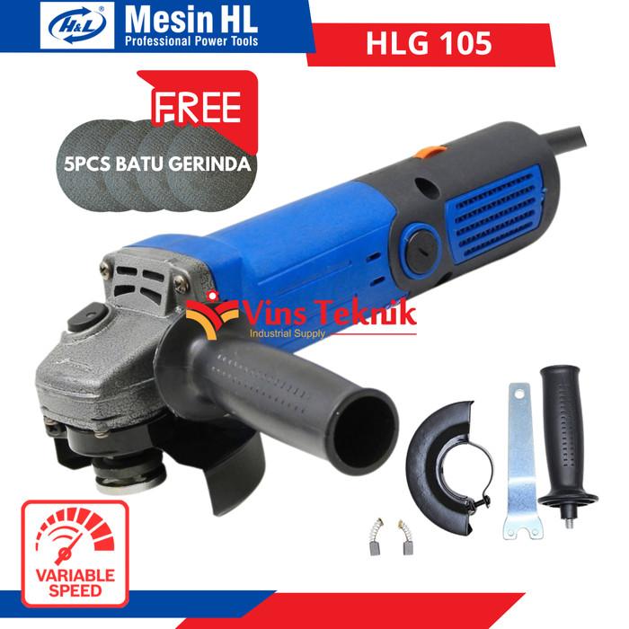 Gambar H&L HLG105 Mesin gerinda 4" Angle grinder Variable Speed HLG105 dari Vins Teknik Bekasi Kota Bekasi Tokopedia