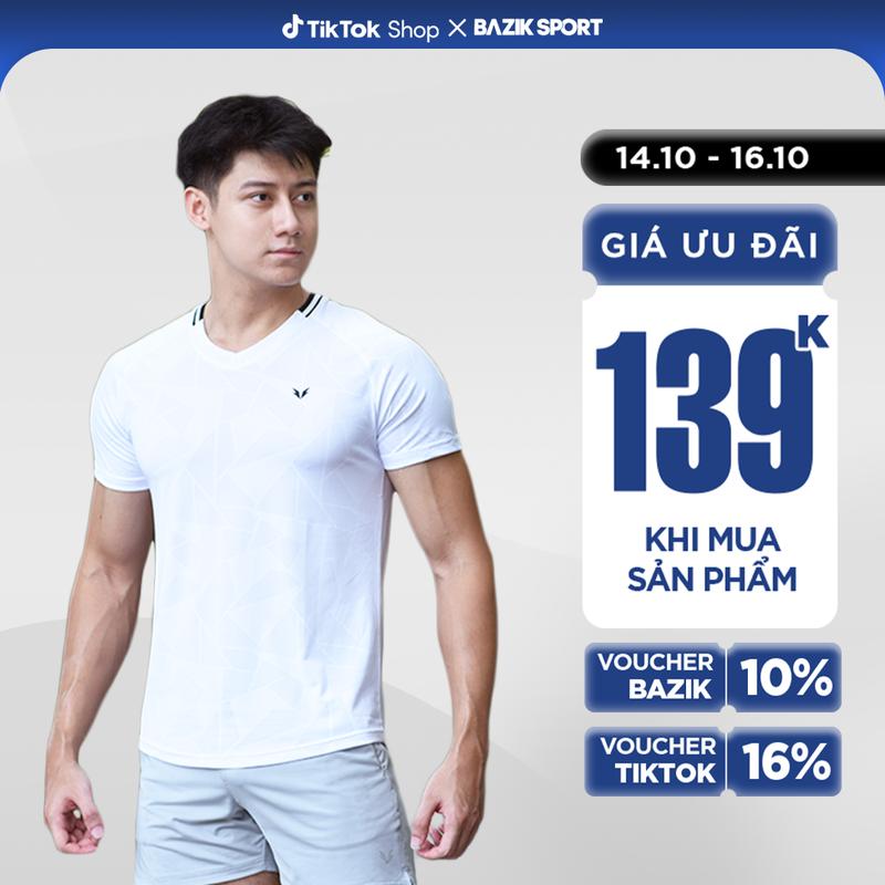 Áo Thể Thao Pickleball BAZIK Phối Viền Cổ Tim Vận Động, Thể Thao Thoải Mái, Thoáng Khí