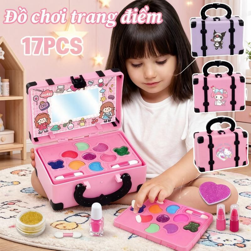 Bộ Đồ Chơi Trang Điểm Cao Cấp Kèm Sơn Móng An Toàn, Hộp Dụng Cụ Trang Điểm Đồ Chơi Cho Bé, Chất Liệu An Toàn Dễ Rửa, Lý Tưởng Cho Bé Gái