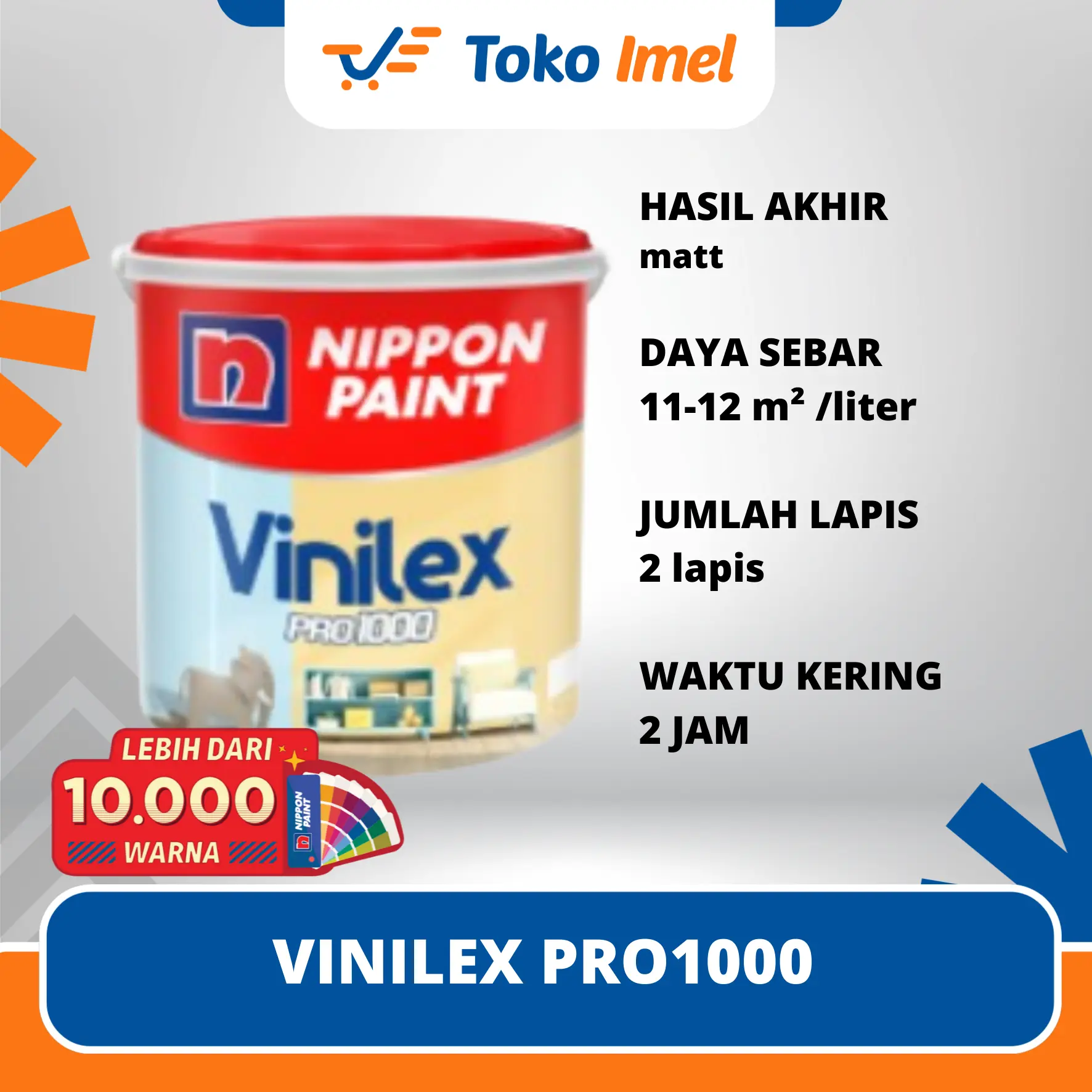 4,5 KG Nippon Paint CAT TEMBOK INTERIOR VINILEX PRO 1000 WARNA MESIN TINTING SOFT TISSUE SNOW WHITE BRILIANT WHITE untuk Interior Rumah & Kantor 4,5 KG Nippon Paint CAT TEMBOK INTERIOR VINILEX PRO 1000 WARNA MESIN TINTING SOFT TISSUE SNOW WHITE BRILIANT WHITE untuk Interior Rumah & Kantor