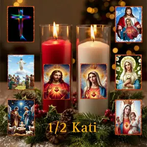 Lilin Putih dan Merah 1/2 Kati Doa Misa Altar Ibadah Rohani Yesus Maria