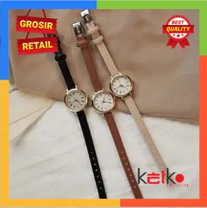 ALOY ANKL001 - Jam Tangan Quartz Strap PU Analog Casual Gaya Retro Wanita Bulat Watch Korean Fashion High Quality