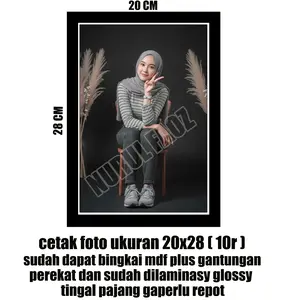 Cetak Foto Ukuran 20X28 10R Harga Termas8uk Bingkai MDF Kualitas Tajam Jelas Siap Pajang pigura hiasan