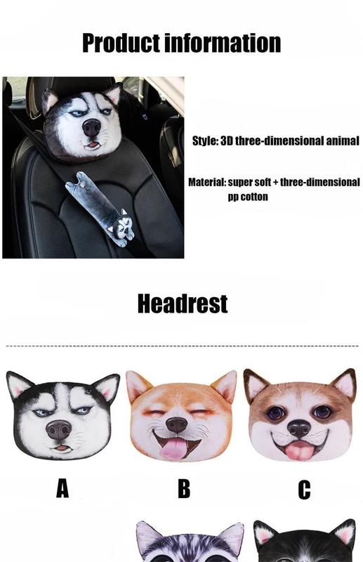 Product Introduction of Car Pillows Headrest Neck Cushion Auto Supplies Car Shoulder Pad Accessories Cervical Cushion Woman Travel 3D Animal Soft Pillow 3