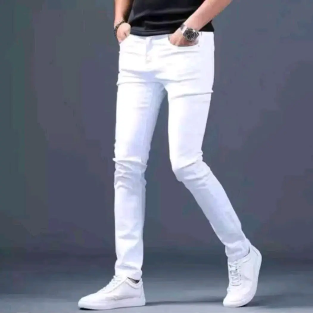 Celana Jeans Pria Panjang Putih Celana Jeans putih polos Pria celana jeans putih  Melar Nyaman celana jeans Skinny putih panjang