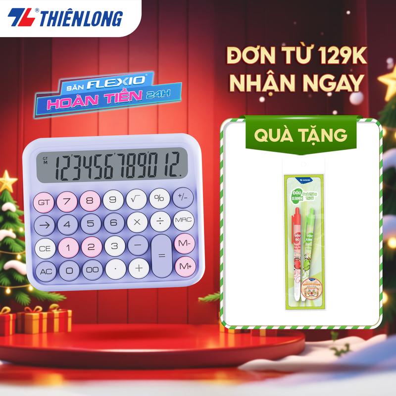  Máy tính cầm tay văn phòng để bàn Thiên Long Flexio CAL-011 - máy tính mini 12 số phù hợp tính toán bảo hành chính hãng 