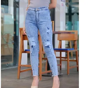 higwaist celana panjang wanita sobek rawis stretch nyaman santai kekinian muat sampai  BB 100
