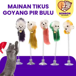 Mainan Kucing Tikus Bulu Goyang Model Peer dengan Lonceng Cat Toys Mainan Kucing Tikus Tikusan Interaktif