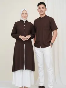 Malaya Long Tunik Couple Pasangan Baju Muslim Lebaran Sarimbit Size L XL XXL XXXL Bahan Tiffany Twill Tampil Cantik Serasi