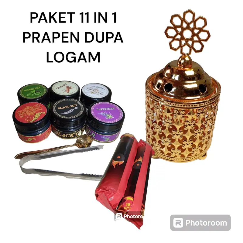 PAKET PENGHARUM RUANGAN DUPA SERBUK  SUPER HEMAT 11 IN 1 PRAPEN LOGAM KUNINGAN MOTIFNYA  RAINDOM  ATAU ACAK GESER FOTO 0