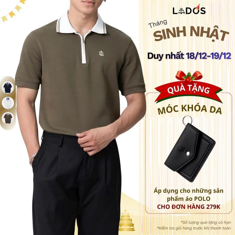 Áo polo Dface phối dây kéo thêu LADOS - 9223 - form regular dáng cổ điển lịch lãm nam tính và dễ phối đồ